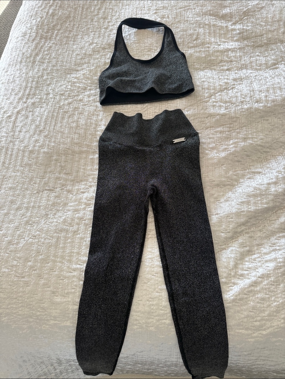 Girls' Black Sparkle Leggings & Sports Bra Set